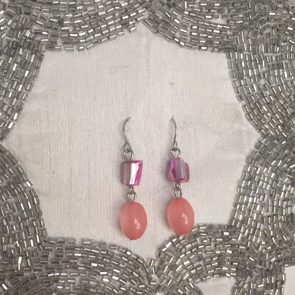 Pink and coral dangle earrings